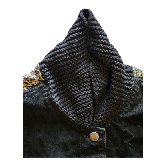 Coldwater Creek Suede Fair Isle Knit Jacket PXL Nordic Cottagecore Winter Coat - Picture 2 of 11